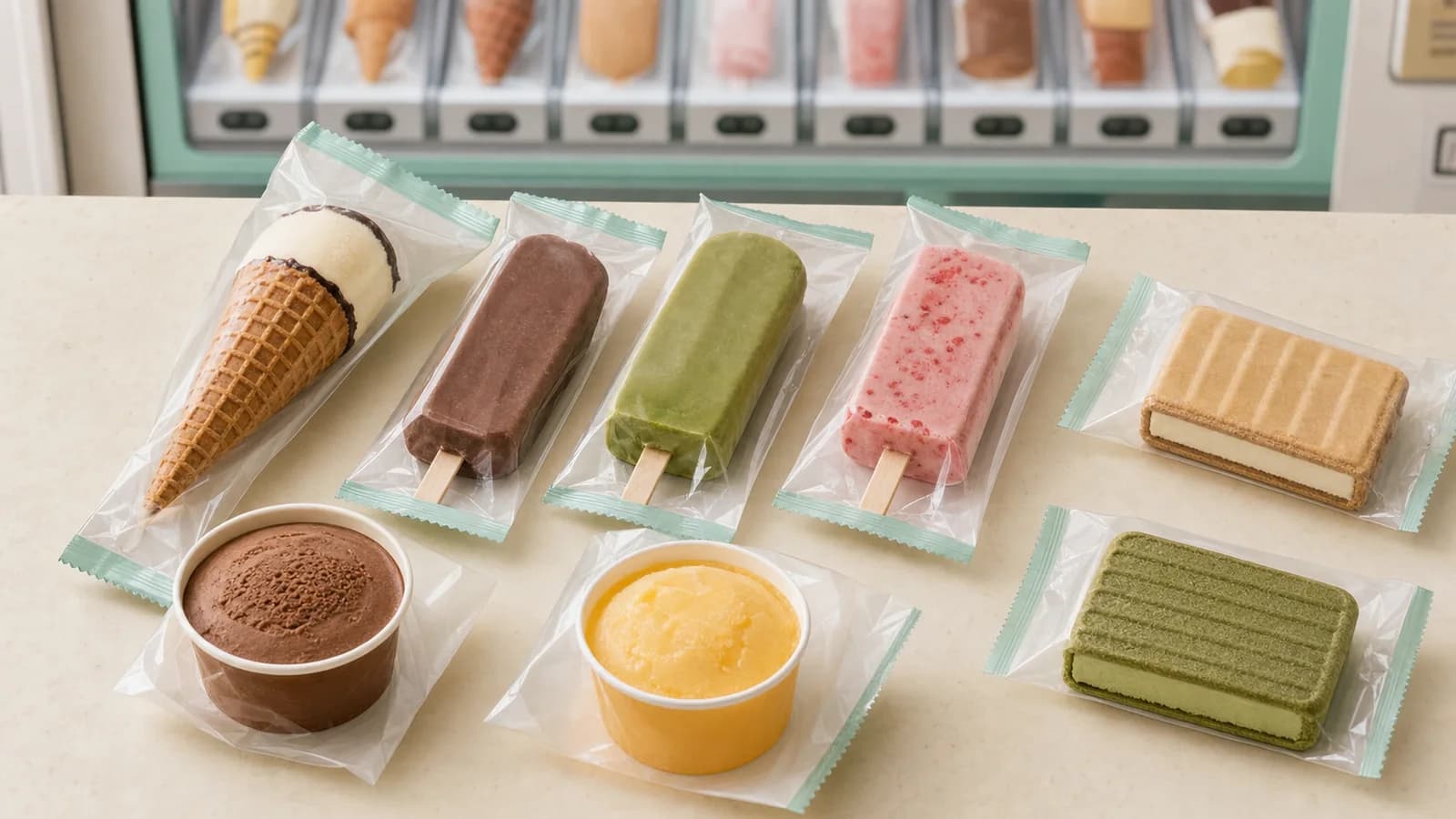 An editorial comparison of cone, stick, cup, monaka and sherbet-style packaged ice creams